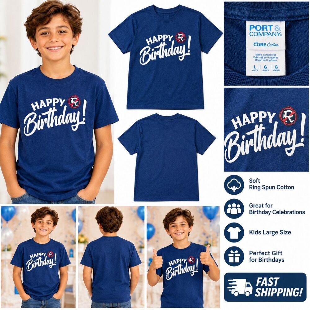 Happy Birthday Graphic T Shirt Adult Small Navy Blue Cotton Party Celebration